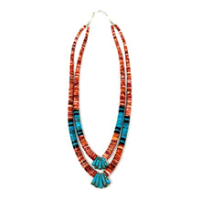Load image into Gallery viewer, Red Spiny and Turquoise Necklace

