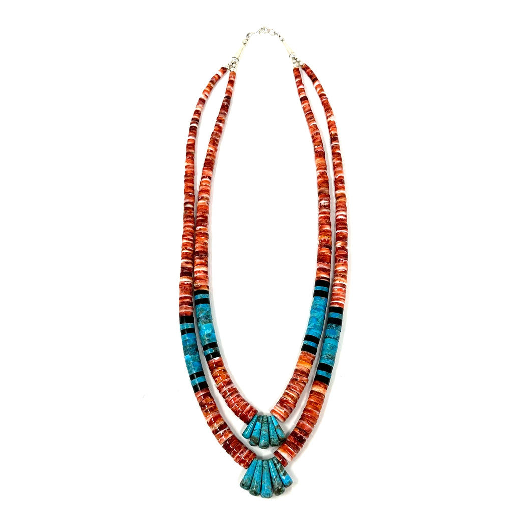 Red Spiny and Turquoise Necklace