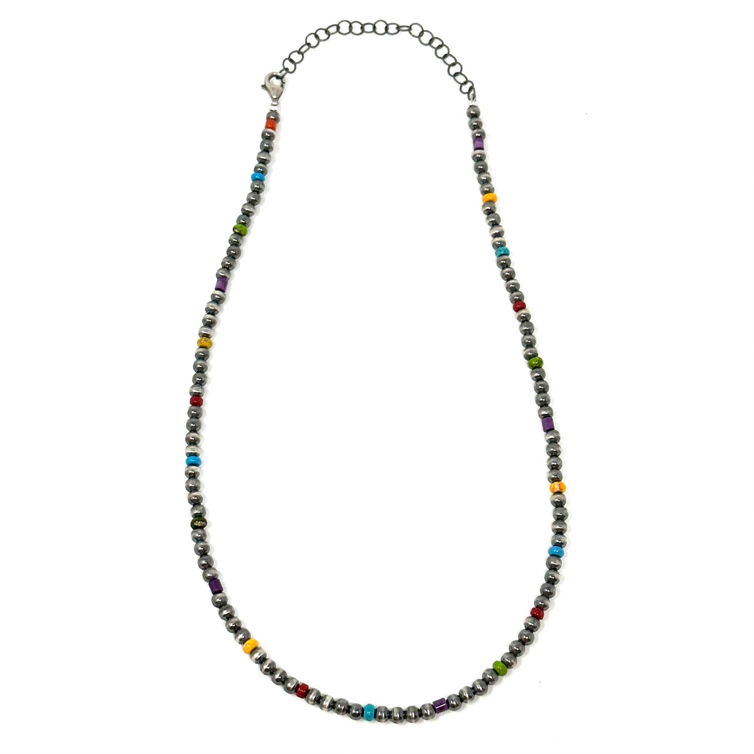 Multi Stone Navajo Pearl Necklace