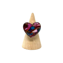 Load image into Gallery viewer, Kingman Pink Dahlia Turquoise Heart Ring
