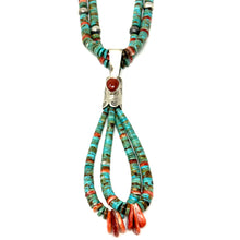Load image into Gallery viewer, Double Strand Turquoise and Red Spiny Necklace
