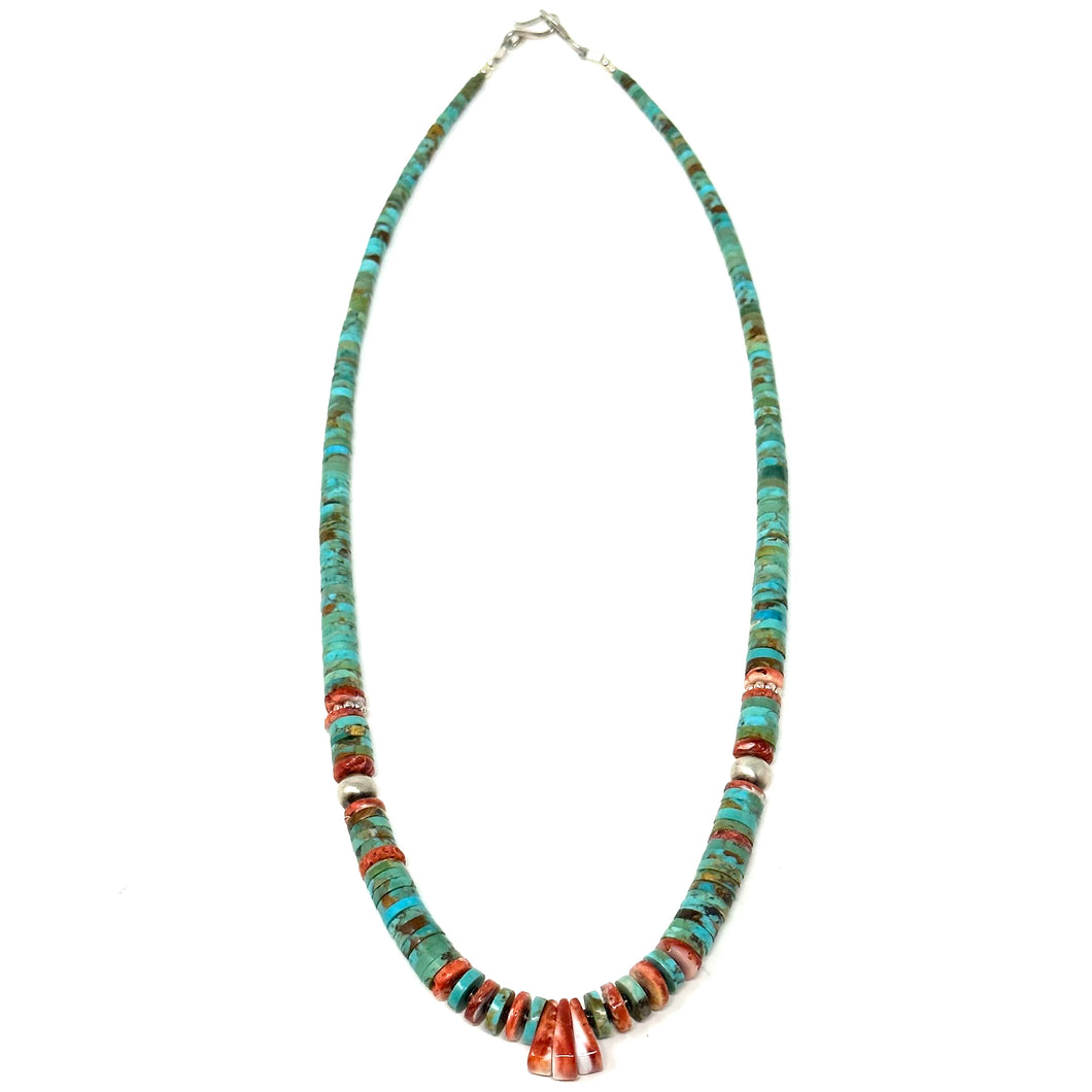 Turquoise and Red Spiny Necklace