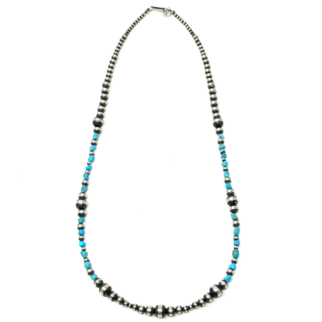 Multi-Sized Navajo Pearl and Turquoise Necklace
