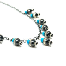 Load image into Gallery viewer, Navajo Pearl with Turquoise Chandelier Necklace
