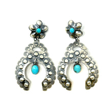 Load image into Gallery viewer, Flower Naja Concho Earrings with Turquoise

