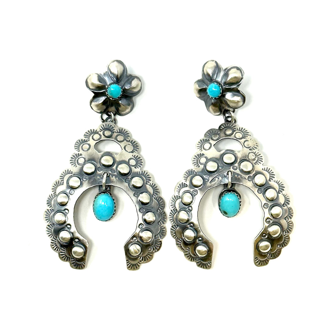 Flower Naja Concho Earrings with Turquoise
