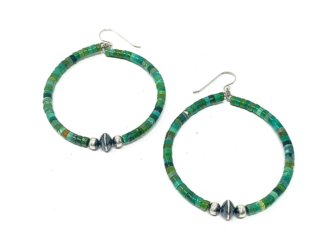 Turquoise Hoops with Navajo Pearls