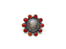 Load image into Gallery viewer, Red Coral Coin Ring
