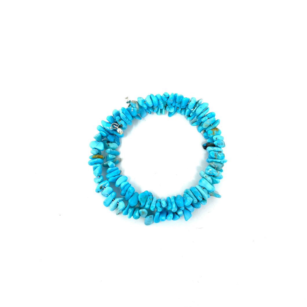 Blue Turquoise Memory Wire Bracelet