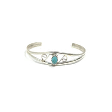 Load image into Gallery viewer, Turquoise Stone Double Swirl Baby Cuff
