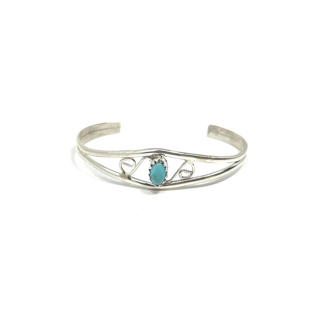 Turquoise Stone Double Swirl Baby Cuff