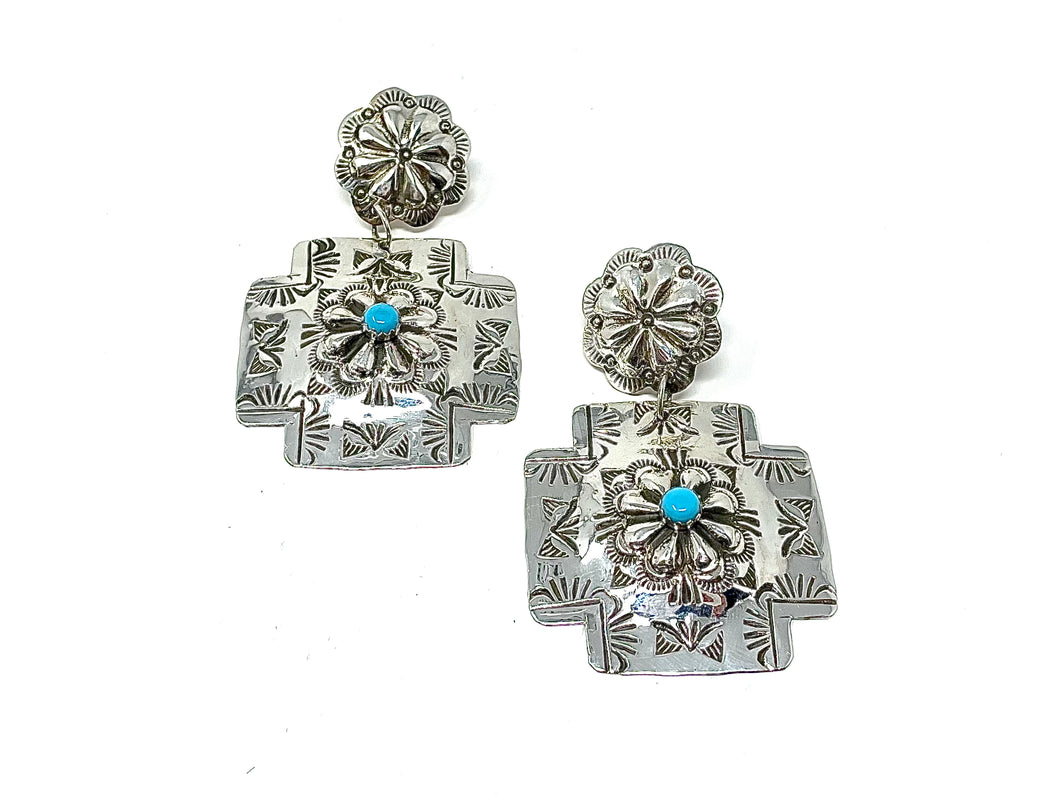 Turquoise and Sterling Silver Stud Dangles