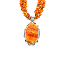 Load image into Gallery viewer, Orange Spiny Pendant with 2-Strand Necklace
