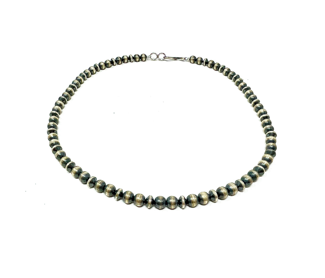 8mm 23” Navajo Pearl Necklace with Round and Saucer Pearls