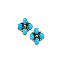 Load image into Gallery viewer, Turquoise Diamond Cluster Earrings
