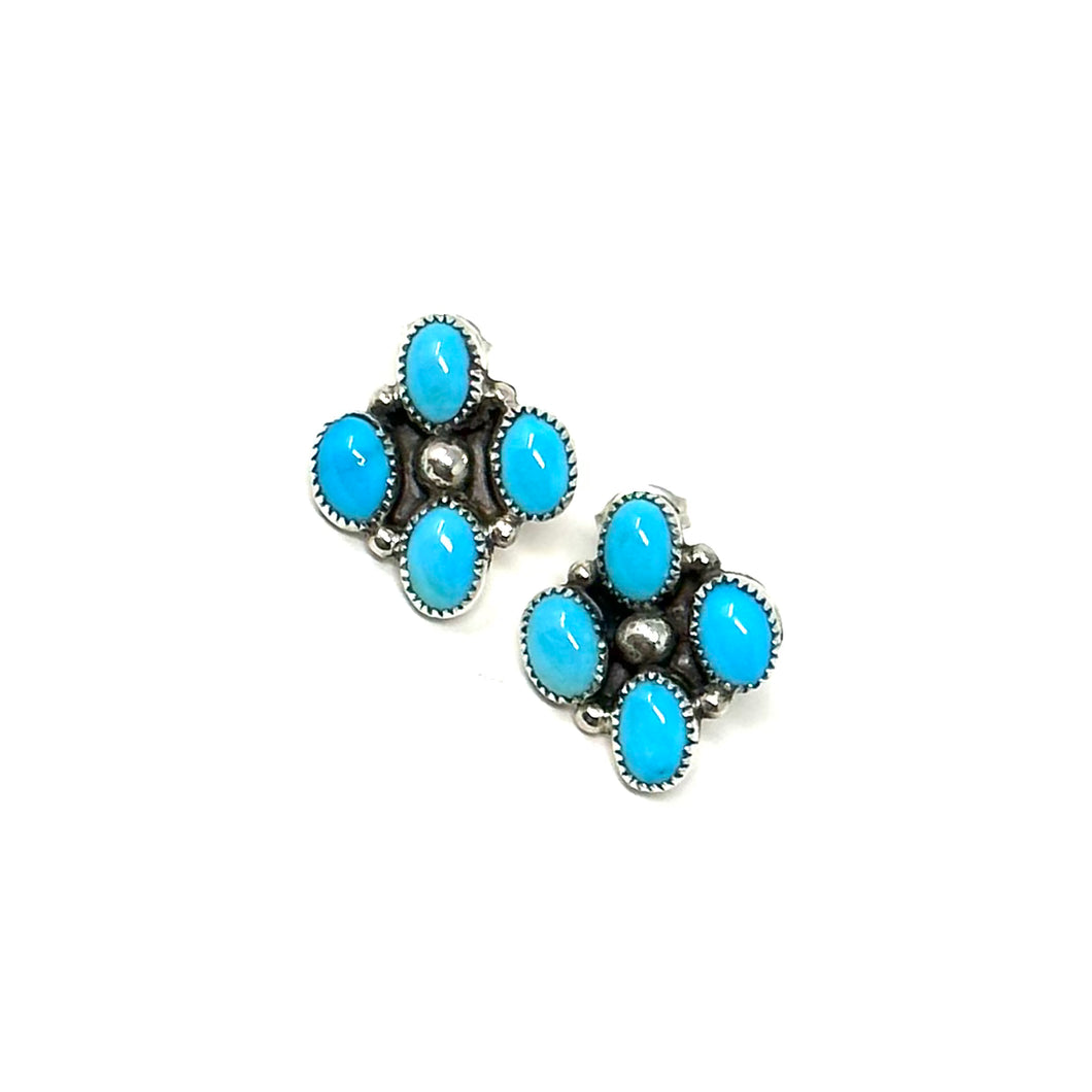 Turquoise Diamond Cluster Earrings