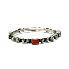 Load image into Gallery viewer, Red Coral and Turquoise Bangle
