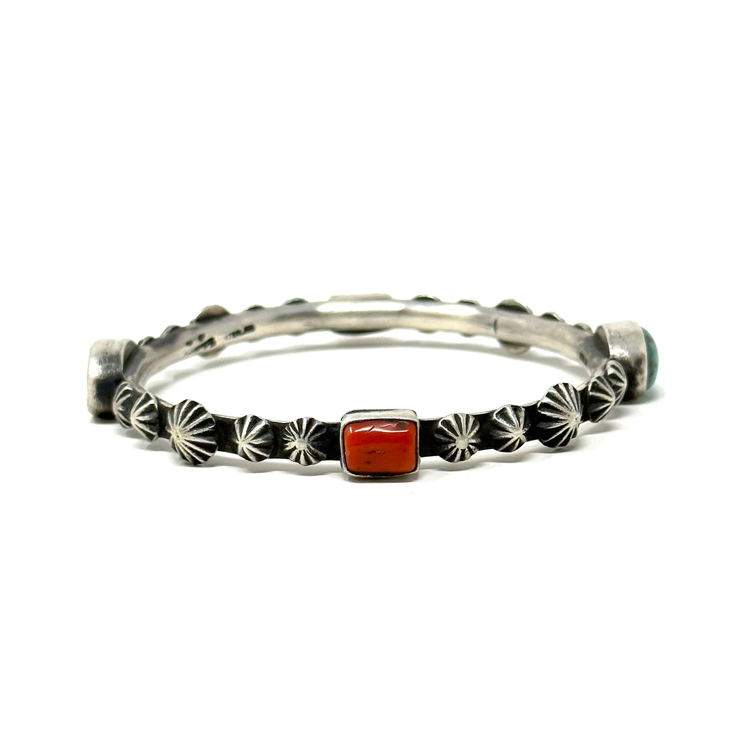 Red Coral and Turquoise Bangle