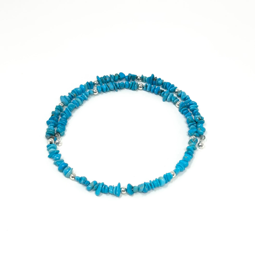 Blue Turquoise Memory Wire Necklace