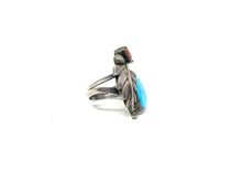 Load image into Gallery viewer, Vintage Red Coral and Turquoise Ring
