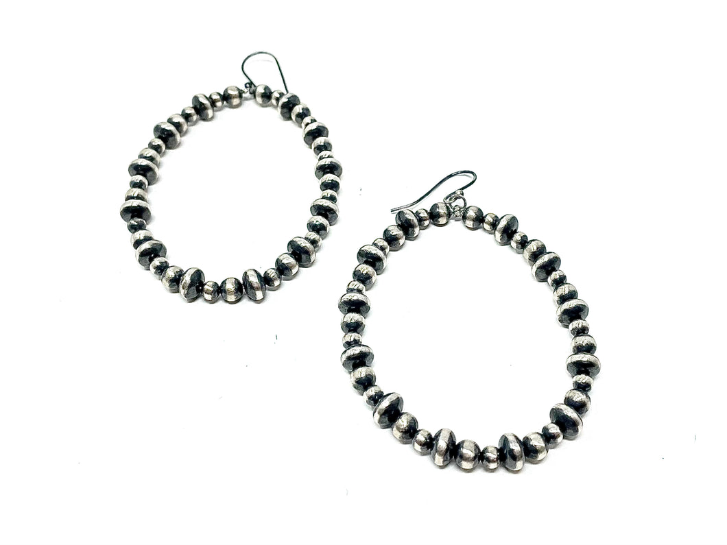 Navajo Pearl Hoops with Saucer Pearls