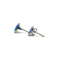 Load image into Gallery viewer, Blue Manmade Opal Heart Stud Earrings
