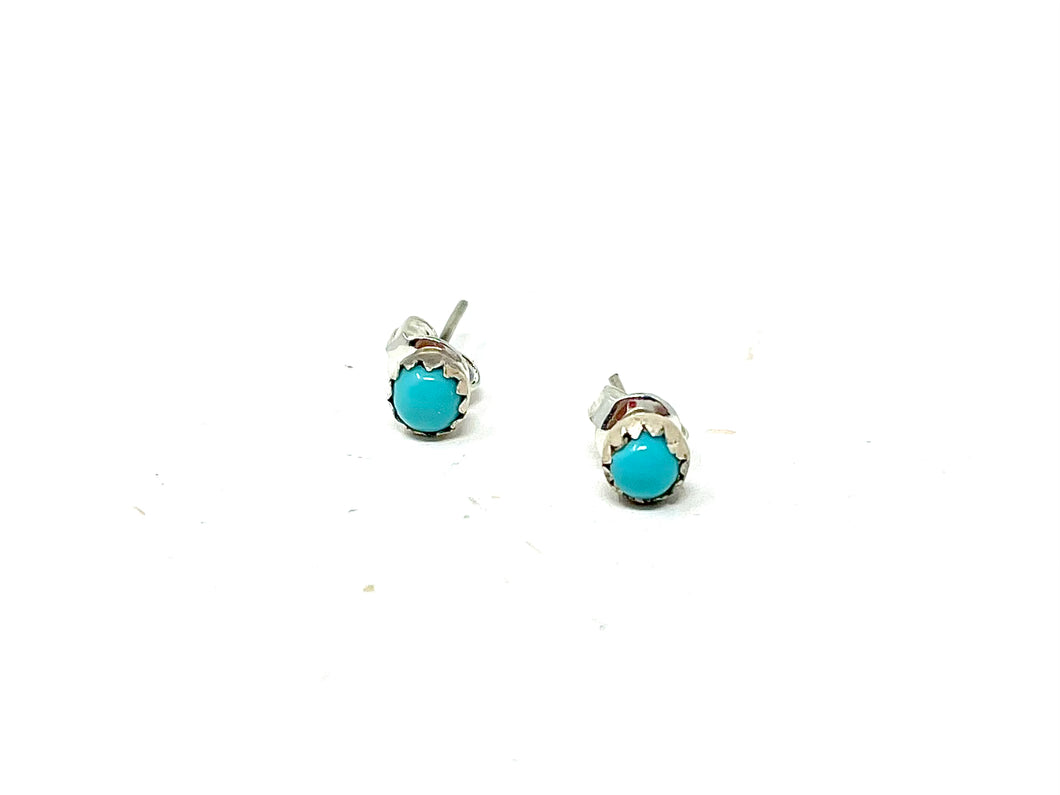 Turquoise Circle Stud Earrings