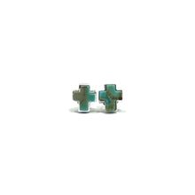 Load image into Gallery viewer, Turquoise Cross Stud Earrings
