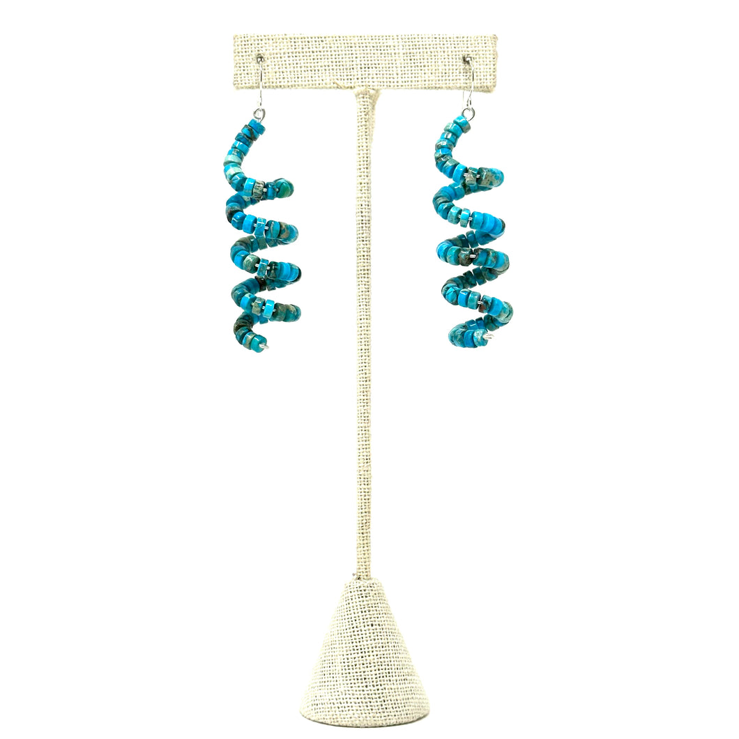 Kingman Turquoise Spiral Earrings