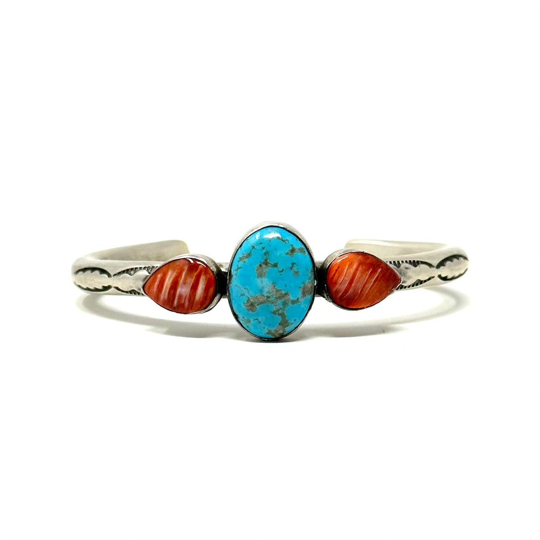 Red Spiny and Turquoise Cuff