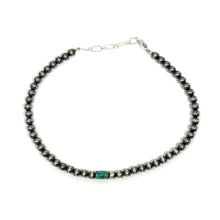 Load image into Gallery viewer, 4mm 8.5” Navajo Pearl Anklet with Turquoise

