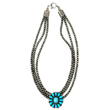 Load image into Gallery viewer, 3 Strand Navajo Pearl with Turquoise Cluster Necklace
