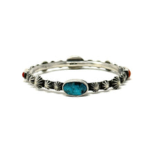 Load image into Gallery viewer, Red Coral and Turquoise Bangle
