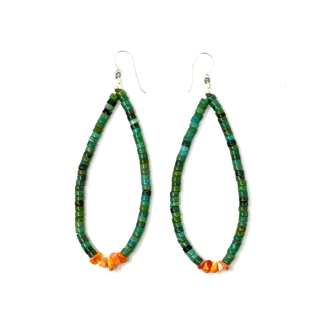 Orange Spiny Green Earrings