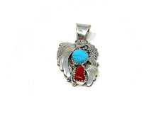 Load image into Gallery viewer, Turquoise and Red Coral Pendant
