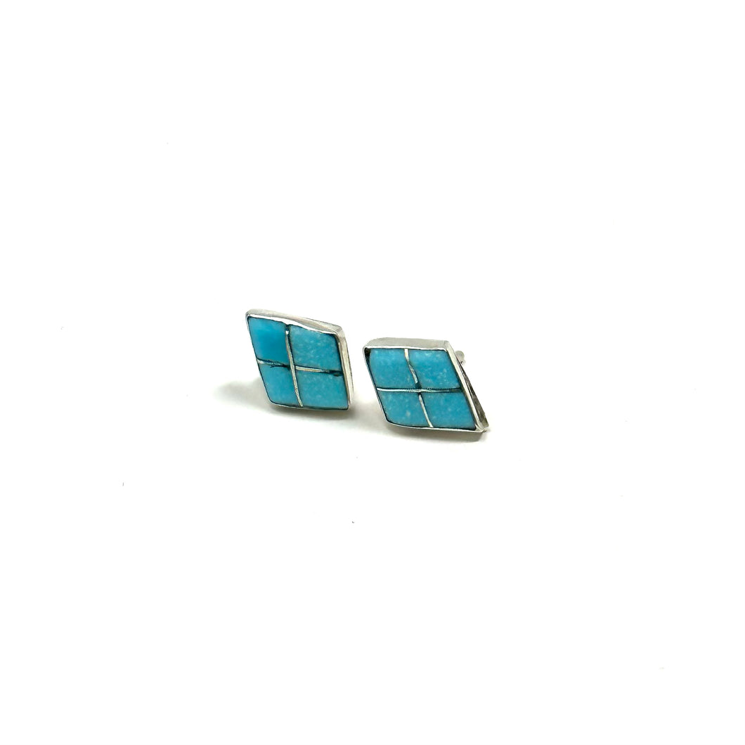 Turquoise Diamond Inlay Stud Earrings