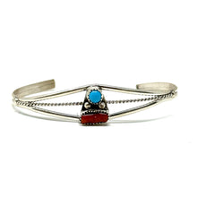 Load image into Gallery viewer, Turquoise and Red Coral Cuff
