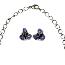 Load image into Gallery viewer, Charoite Lariat Necklace and Earring Set
