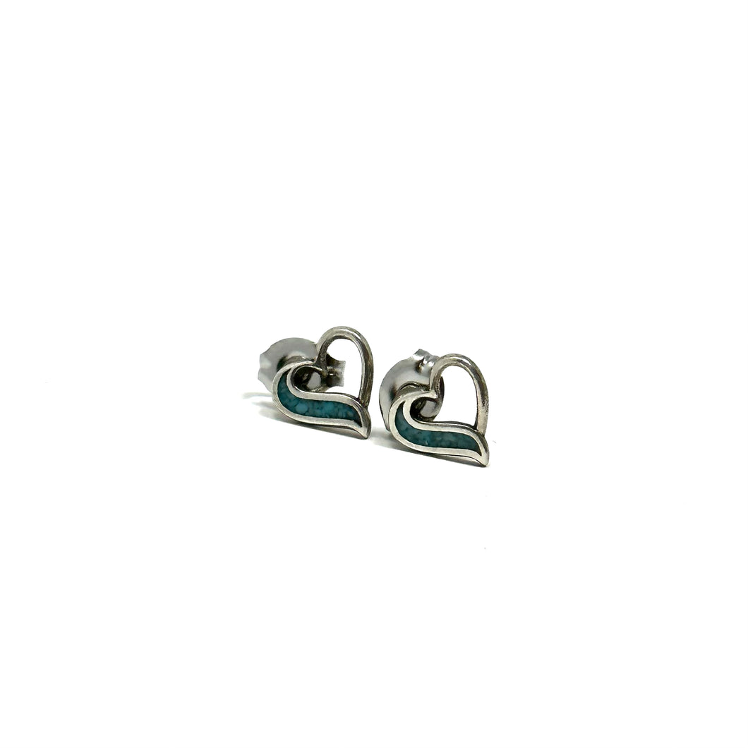 Hearts with Turquoise Stud Earrings
