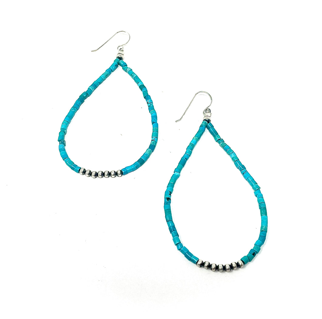 Turquoise Heishi Teardrops with Navajo Pearls